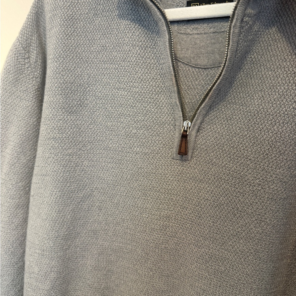 Allen Edmonds Merino Wool 1/4 Zip Sweater Gray XL 2XL Made in Italy Waffle Knit - Picture 13 of 13